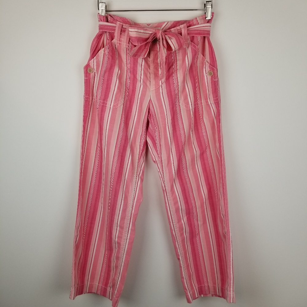 Tommy‎ Hilfiger Pink/White Wide Leg Crop Pants